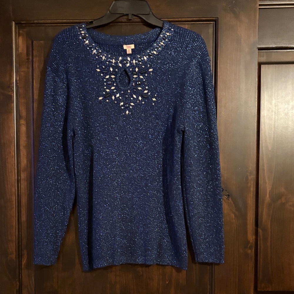 Reba Navy Beaded Top